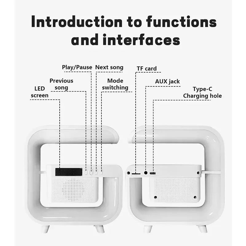 Bluetooth Speaker BT-3401 Atmosphere Light Wireless Charger Clock