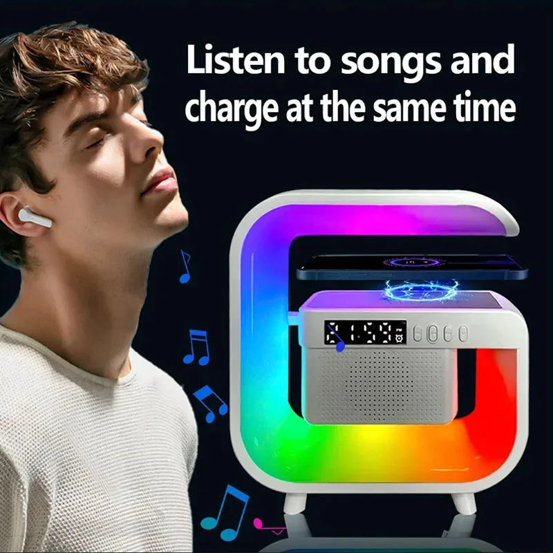 Bluetooth Speaker BT-3401 Atmosphere Light Wireless Charger Clock